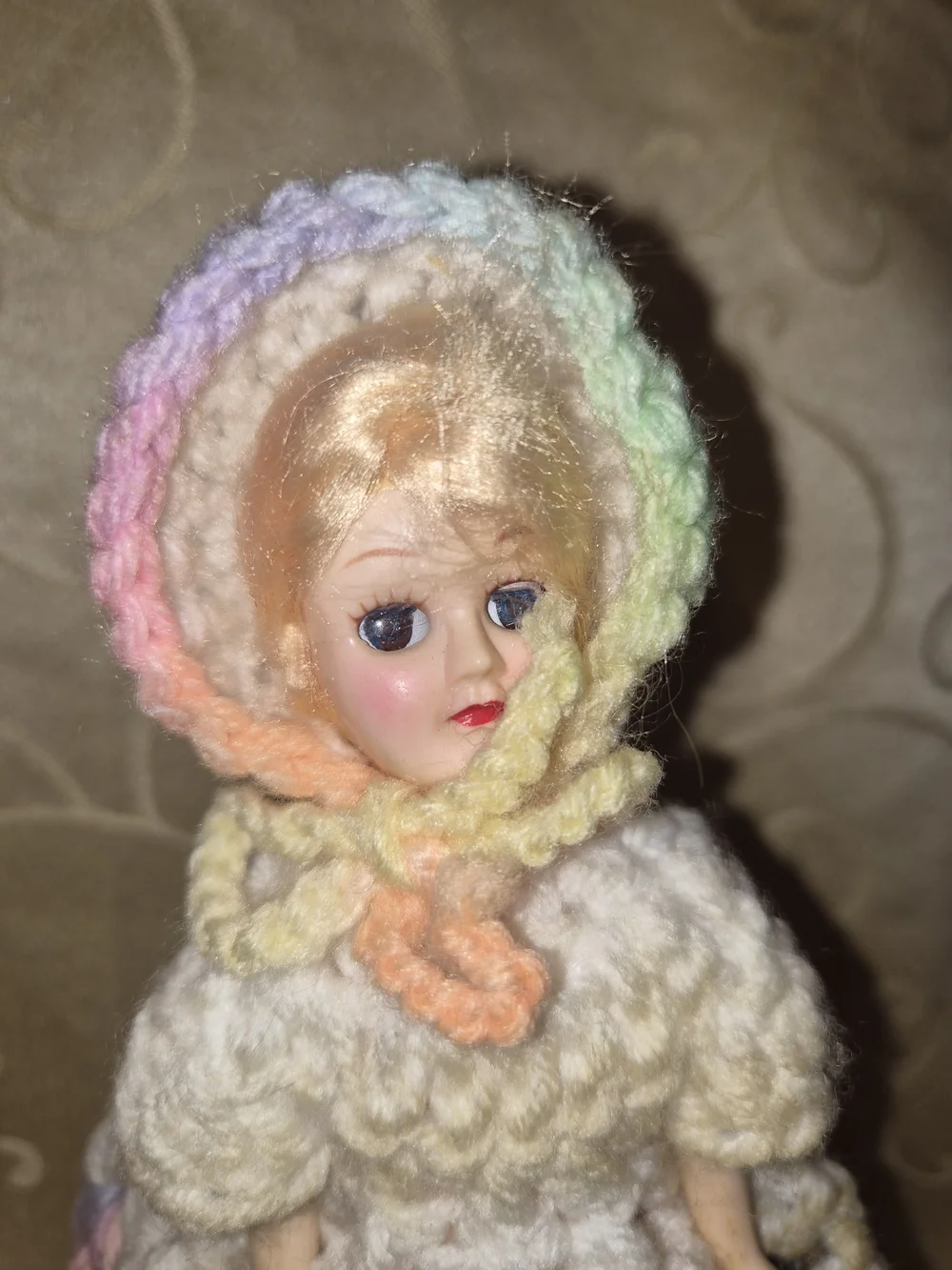 Handmade Crochet Plastic Doll Skirt Set - Pastel Rainbow